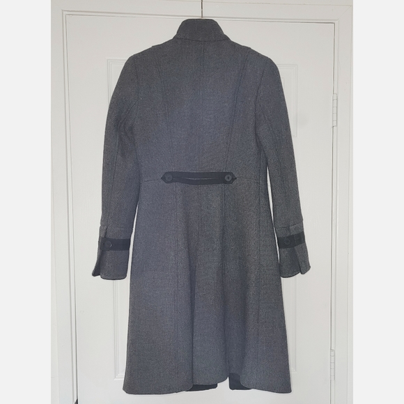 Zara Gray Wool Military Knee-Length Coat Sz XS/S - Picture 3 of 5
